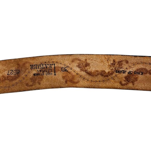 King of Jeans Leather Belt 30 Brown Western Tooled - Picture 3 of 4